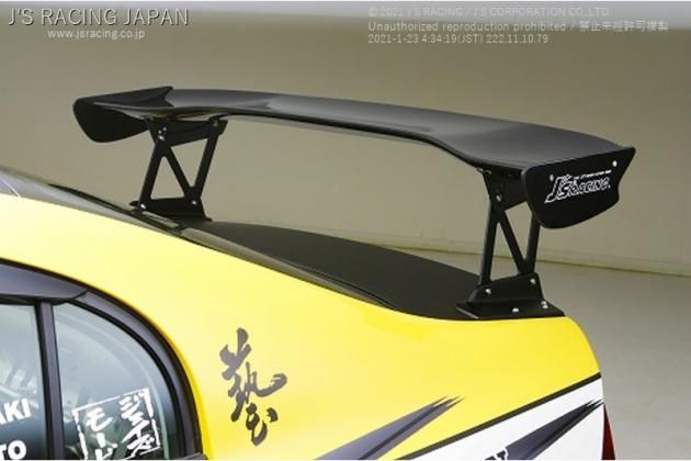 J'S RACING 3D GT-WING TYPE1 DRYカーボン1390　純正トランク穴対応 for FD2 シビック TypeR