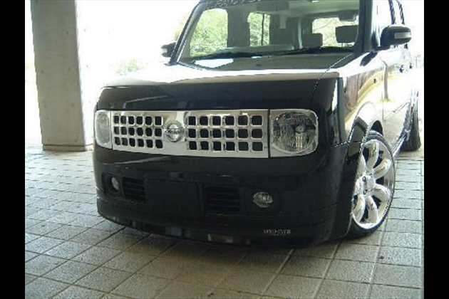 AERO OVER Z11＆キュービック用/フロントスタイリッシュハーフスポイラーfor キューブ GZ11 前期モデル：2002年10月～2005年4月， 中期モデル：2005年5月～2006年12月， 後期モデル：2007年1月以降 ライダーグレード、RSグレード、RXグレード、アジャクティブグレードは装着不可