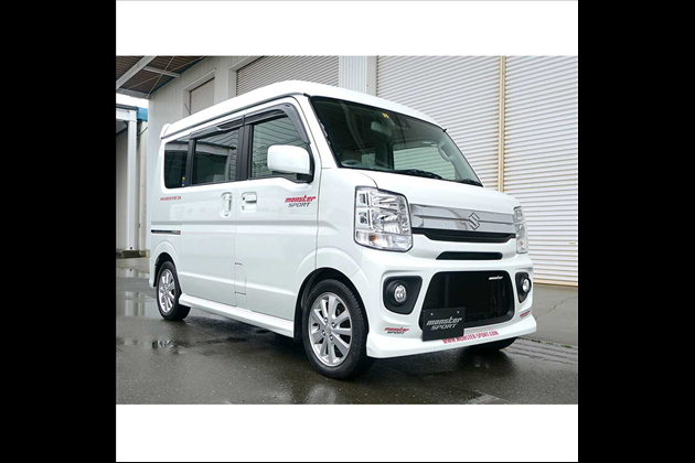 MONSTER SPORT エアロダイナミクスバンパー フロント 標準仕様(フォグ有用) 未塗装 黒ゲルコート仕上 for エブリイワゴン DA17W 15.02~21.09 (1型~3型)