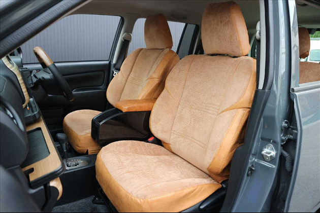 Dynasty Ground 3Ｄ成形バケットシートカバー コーデュロイ×ヴィンテージキャメルレザー for プロボックス 160系